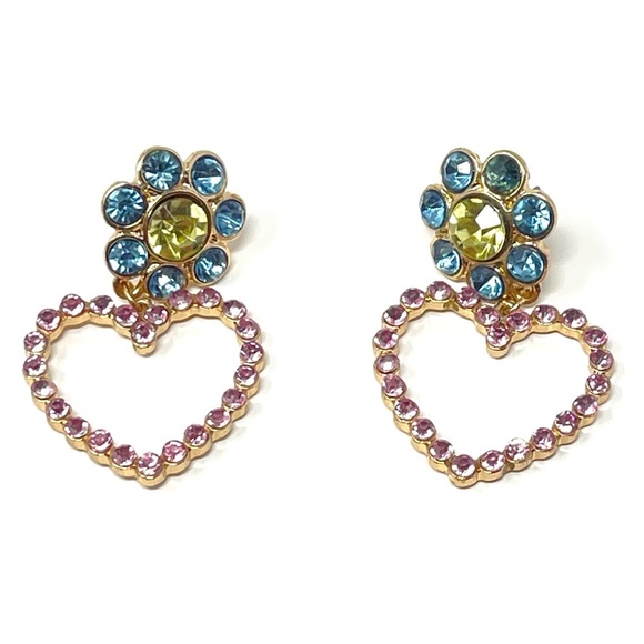 Anthropologie Jewelry - New Anthropologie Crystal Heart Drop Earrings